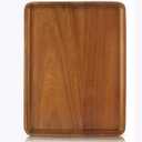 16" x12" Large Solid Acacia Wood Serving Tray Rectangular Wooden Serving Platter Natural Wooden Board for Bar Coffee Party