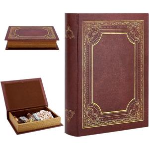 Decorative Book Box, Vintage Storage Book Box Fake Books Boxes, Books Shaped Trinket Storage Boxes Leather Embossed Faux Letter for Hidden Jewelry, Photos, Greeting Cards, Remotes