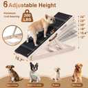 Dog Ramp for Bed - Foldable Small to Large Dog Ramp for Couch - 6 Adjustable Height from 12" to 24" - Stairs with High Traction Mat - Wooden Portable Ramp for Dogs to Get on Bed Couch Car Up to 200LBS