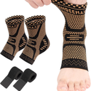 INDEEMAX 2 Pack Ankle Brace for Sprained Ankle, Arch Support Compression Sleeve Socks for Women & Men, Achilles Tendonitis Brace Wraps for Plantar Fasciitis, Foot Swelling Relief (Copper, Medium)