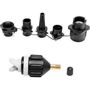 SUP Pump Adaptor Inflatable Boat Air Pump Air Valve Adapter Kit Paddleboard Air Nozzle Multifunctional Conversion Head Air Adapter with 4 Air Valve Nozzles (Black)
