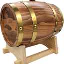 5L Oak Aging Barrels Whiskey Barrel Dispenser Wine Bucket No Leak for Storage Wine & Spirits & Whisky (with baked oak chips)