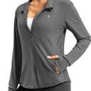 Soothfeel Women's UPF 50+ Lightweight Athletic Jackets Sun Protection Zip Up Long Sleeve Shirts Hiking Workout Outdoor Pocket (Gray, M)