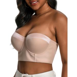 Dvpol 36dd Strapless Bras for Women Longline Beige Pink
