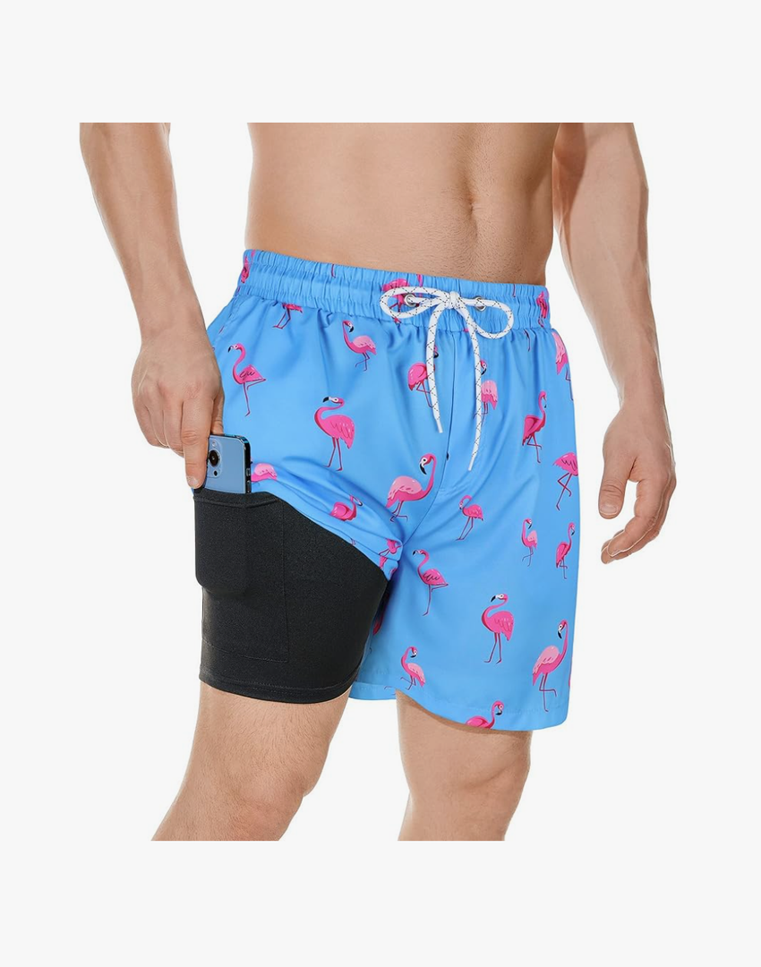 Men's Swim Trunks Board Shorts Quick Dry Mens Swimming Trunks with Compression Liner Size 10-12