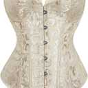 Alivila.Y Fashion Womens Vintage Floral Denim Overbust Corset Bustier Top (Large, Cream)