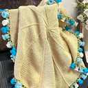 Crochet Flowers Rose Bouquet Blanket- DIY Crochet Flower Bouquet Kit[Need to Weave by Yourself] - Handmade Rose Blanket,for Home Decor100*100CM (Blue)