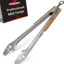 18-Inch Long Stainless Steel BBQ Tongs with Extended Luxurious Acacia Handle  Durable and Easy-to-Clean Grilling Tool for Cooking, Kitchen Use, and Outdoor Barbecues