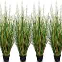 4ft Tall Artificial Pampas Grass, 4 Pcs Faux Plants for Indoor Outdoor Floor Decor, Large Greenery for Garden Patio Home Lobby