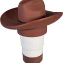 Cowboy Hat Western Floating Pool Chlorine Dispenser - Large Capacity Floater for 3" Tabs, Adjustable Flow, Unique Added Buoyancy, Weather Durable PP & ABS in Brown or Gray (Brown)