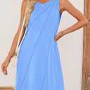 MEROKEETY Women's 2026 Summer Sleeveless Knee Length Dress Casual Spring Beach Vacation Crewneck Shift Swing Tank Dresses (Blue, S)