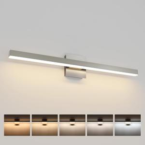Joossnwell Brushed Nickel Vanity Light for Bathroom Lighting Fixtures Over Mirror Modern Bath Vanity Lights Bar 5CCT Diammable Bathroom Lights 31.5 inch ETL Certificated, 31.5 Inch Long