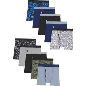 Hanes Boys' and Toddler Underwear, Comfort Flex and ComfortSoft Boxer Briefs, Multiple Packs (Medium, Multicolor - 10 Pack)