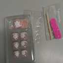 French Tip Press on Toenails Short Square Fake Toe Nails White Flower False Toenails 3D Floral Toe Press on Nails with Rhinestones Design Glossy Pink Acrylic Toenails Summer Nails for Women 24Pcs