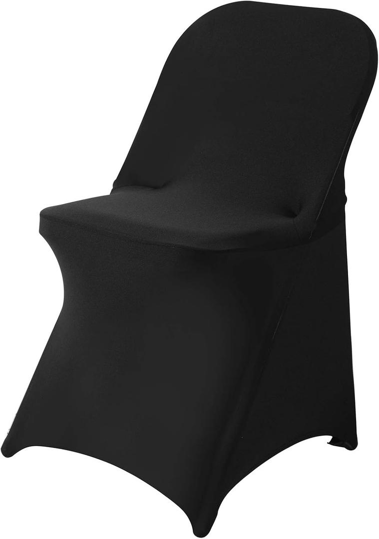 Ascoza 6 Pack Black Spandex Folding Chair Covers in Stretch Washable Fabric for Wedding, Party,Holidays,Celebration and Other Special Events