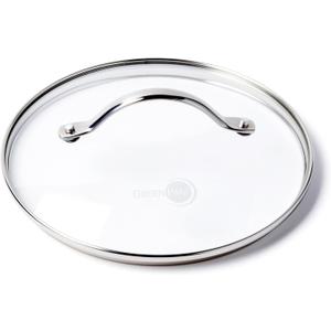 GreenPan 8.5" Universal Glass Lid with Stainless Steel Handle, Tempered Glass Lid for Frying Pan Skillet, PFAS-Free