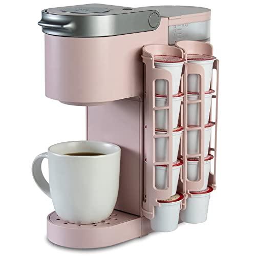 STORAGENIE Coffee Pod Holder for Keurig, Side Mount K Cup Storage, Perfect for Small Counters (2 Rows/For 10 K Cups, PINK)