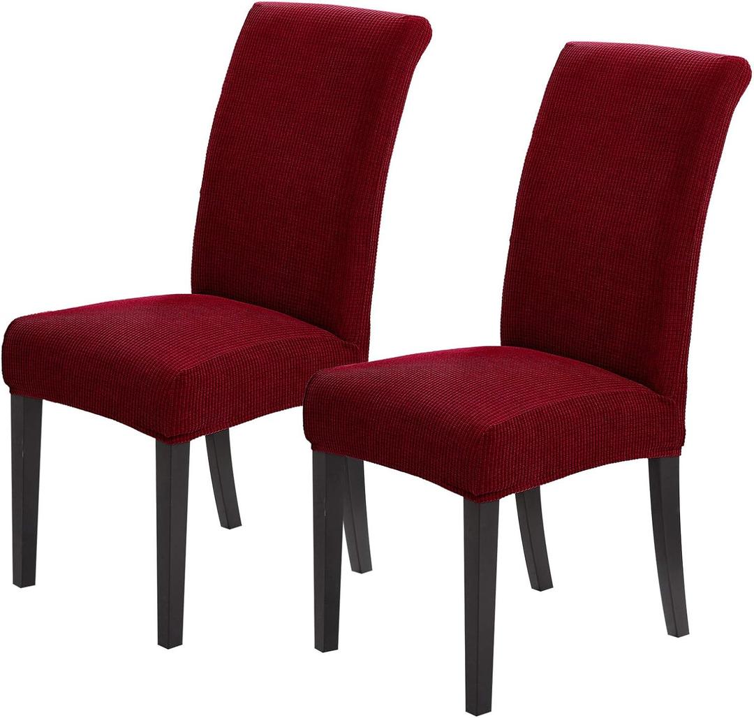 Joccun Chair Covers for Dining Room Set of 2,Dining Chair Slipcovers Stretch Dining Room Chair Covers Seat Protector,Washable Parsons Chair Cover for Home,Banquet(Red Dahlia,2 Pack)