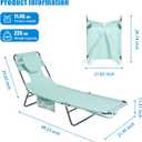 SunnyFeel Lounge Beach Chair for Adults with Face Hole, Backpack Reclining Beach Chairs Lay Flat, Sun Face Down Tanning Chair, Portable Folding Camping Cot for Outside Pool, Sunbathing, Reading, 71.85 x 21.65 x 11.42 inches
