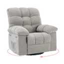 GarveeHome Rocking Recliner Chair, 360° Swivel Rocker Chair for Living Room, Upholstered Fabric Glider Nursery Chair with Side Pockets for Small Spaces, q235 Steel Frame Lazy Boy Recliner Single Sofa