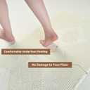 COCOER Waffle Bathroom Runner Rug, Super Absorbent Bath Mat, Machine Washable Non Slip Bath Rug with Tassels, Soft Bathroom Mat for Laundry Room Bedside Hallway, Cream White 17"x39" (Ivory)