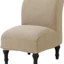 MIFXIN Armless Accent Chair Cover Knitted Stretch Slipper Chair Couch Slipcover Removable Washable Furniture Protector Covers for Living Room Bedroom Hotel (Jacquard Camel)