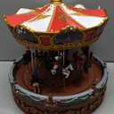 Christmas Carousel Decoration, 14inch large size, Carousel Go Round with Music and Lights, Realistic Scene, Add Christmas Atmosphere, Perfect Holiday Giftred
