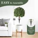 LeafVerse 26" Artificial Boxwood Topiary Ball Tree with Ground Spikes, 2 Pack UV Resistant Fake Outdoor Plants for Front Door Porch Garden Patio Entryway Decor, Realistic Faux Shrub Height