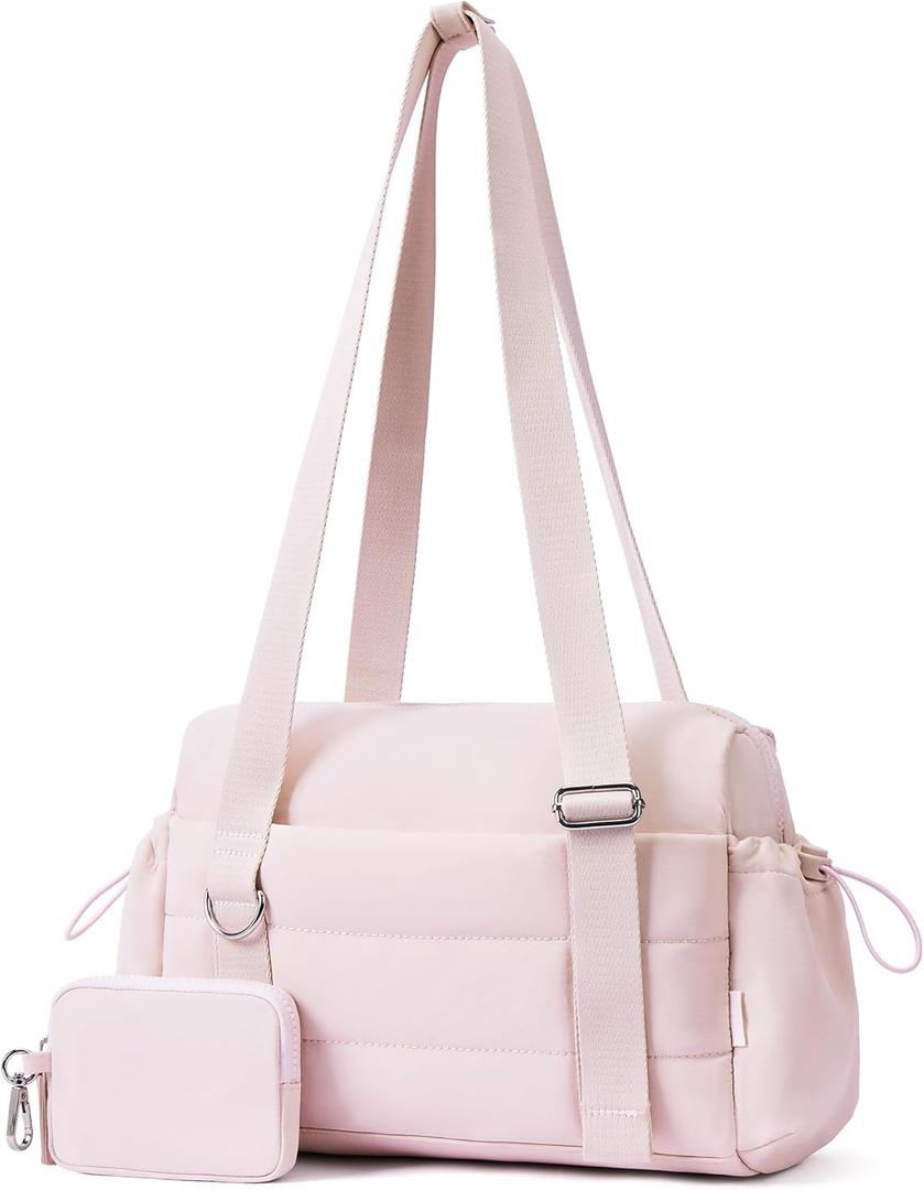 ROULENS Small Gym Bag for Women 2 Set Mini Gym Duffle Bag with Wet Compartment and Coin Wallet, Gym Tote Bag for Workout/Sport/Travel (Pink)