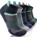 6 Pairs Merino Wool Ankle Running Hiking Socks Compression Support Breathable Thick Cushion No Show Socks for Women Men (Medium, Color Mix)