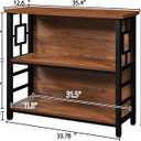 HOMISSUE Book Shelf, 3 Tier Deep Bookshelf with Storage, Engineered Wood and Metal Shelf Bookcase, Low Short Bookcases for Small Space, Living Room, Bedroom, Office, Rustic Brown(35.4"W x30.9"H)