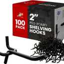 FactorDuty 100 Pack 2 inch Length Steel Black PEG Board Pegboard Shelving Hooks Wholesale Lot 20 lbs PEG Hooks Organizer Tools for Craft Storage, Garage, Kitchen, Tools and More