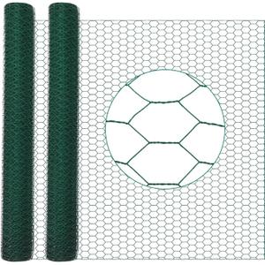 GlikCeil 36 in x 200 ft Chicken Wire Fencing Metal Floral Chicken Wire Mesh for Crafts Poultry Garden, 1 Inch Hexagonal Galvanized Hardware Netting for Poultry Coop Barrier Rabbit Cage (Green)