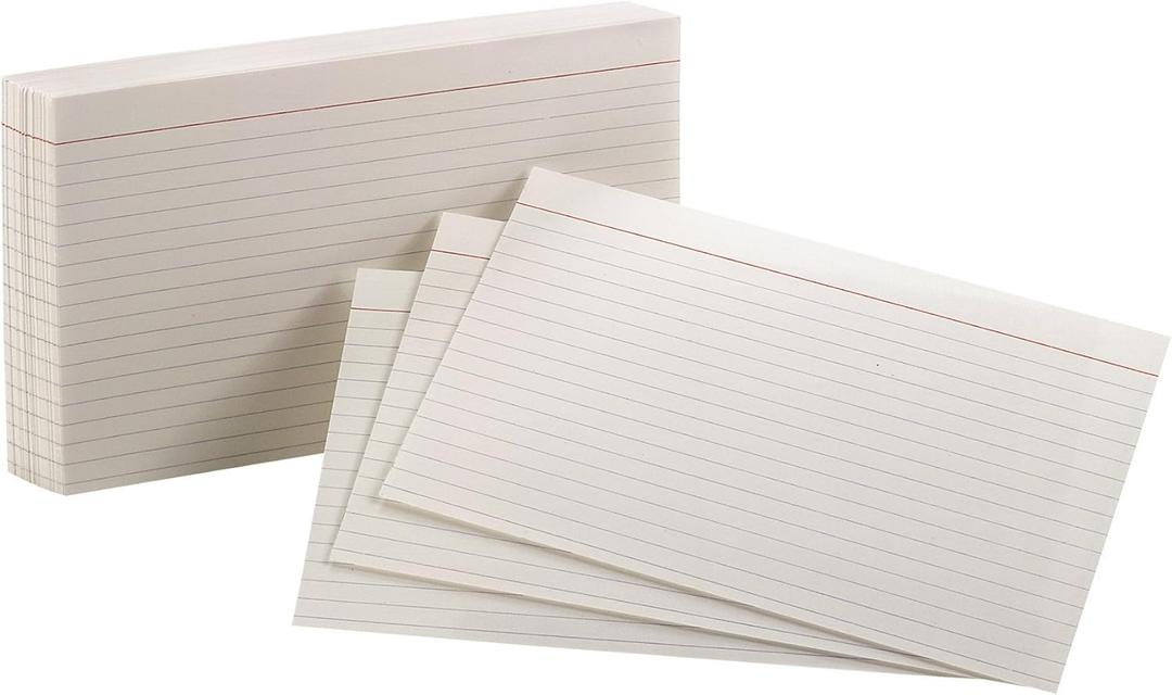 Oxford Ruled Index Cards, 5" x 8", White, 100 Per Pack (40165)