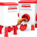 Chicken Feeder and Waterer Set, Chicken Coop Accessories with Hanging Chicken Feeder and Hanging Chicken Waterer Kit No Waste, 3 Gallon/26 Pounds, Red (12KG)