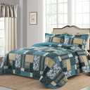 BEDIFANY Cotton California King Size Quilt Set, Lightweight Bedspread Oversized King Coverlet, Soft Farmhouse Quilt Bedding Sets for Bed Decorations for All Seasons (3 Pieces, Blue)