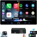 PLZ Single Din Car Stereo Wireless Apple Carplay Android Auto Radio, 10.1" Car Play Touch Screen, Bluetooth 5.3 Car Audio Receiver, 4.2 Channel 240W, Subwoofers, Backup Camera, Navigation, FM/AM, SWC