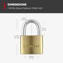 Kwikset Brass Padlock with Hardened Steel Shackle, Indoor Outdoor Cabinet and Storage Lock, 1-9/16 in Body, 7/8 in Shackle, 2 Pack Keyed Alike, Brass