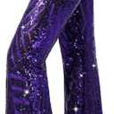 Nawgut Sequin Flare Pants Sparkly Glitter High Waisted Bell Bottom Trousers Disco Party Clubwear for Women (S)