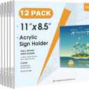 MaxGear Acrylic Sign Holder 8.5x11 with Double Sided Tape, 12 Pack Clear Plastic Door Wall Mount Sign Holder, Document Flyer Poster Paper Acrylic Wall Frame for Office, Home, Store, Restaurant
