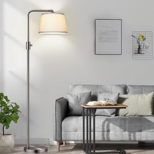 Nintiue Upgraded Dimmable Floor Lamp, 1000 Lumens LED Edison Bulb Included, Brushed Nickel Arc Floor Lamps for Living Room Modern Standing Lamp Tall Lamps for Living Room Bedroom