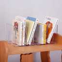 YAGELI Clear Acrylic Desk File Sorter Purse/Handbag Organizer Clutch Divider Mesh Folder Office Supplies Stand Bookshelf (3 Sections) (2Pack-4Sections)