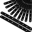 12Pack Straight Brackets Black,10Inch 250MM Mending Plate Metal Brackets for Brace, Heavy Duty Joining Plates for Wood Fence Bookcase Cabinet, Straight Brace Repairing Mending Plates