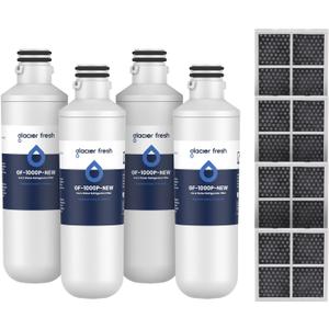 GLACIER FRESH LT1000PC Replacement Water Filter, Compatible with LT1000PC/PCS, LT1000PC, LT-1000PC Water Filter and LT120F ADQ73334008 Fresh Air Filter 4 Pack