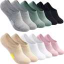 Toes Home No Show Socks Womens Cushioned Low Cut Athletic Hidden Liner Socks for Sneakers Footies Ankle Sports Invisible Running Socks 6 Pairs Size 6-9