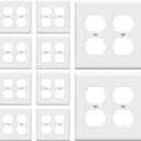 ENERLITES Duplex Receptacle Outlet Wall Plate, Gloss Finish, Midway Size 2-Gang 4.88" x 4.92", Unbreakable Polycarbonate Thermoplastic, UL Listed, 8822M-W-10PCS, White (10 Pack)