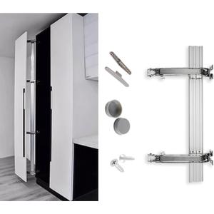 1 Set Opening Door Hinge Set 180 Parallel Opening Cabinet Wardrobe Door Sliding Load-Bearing 17.6lbs Heavy Duty Hinge