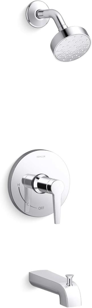Kohler K-TS97074-4Y-CP Pitch Rite-Temp Bath and Shower Trim Kit, 2.5 GPM, Polished Chrome