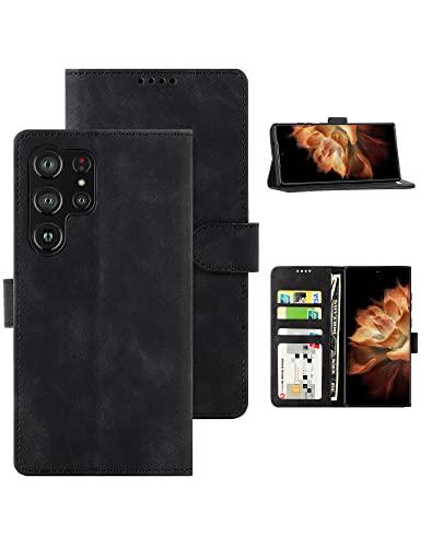 Eastcoo Flip Wallet Case for Samsung Galaxy S23 Ultra, [3 Card Slots][Stand Function] PU Leather Shockproof Protective Case Cover for Samsung Galaxy S23 Ultra, Black