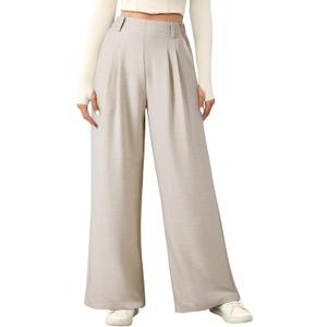 EVALESS Women's Wide Leg Pants High Waisted Business Work Casual Trousers 2026 Summer Comfy Palazzo Pants with Pockets (Purple, L)
